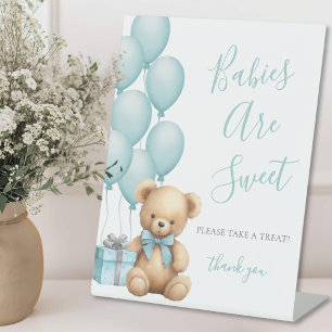 Bear Baby Shower Sweet Treats Pedestal Sign