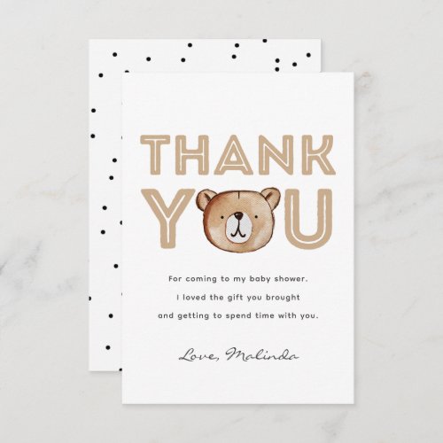Bear Baby Shower Thank You Card  Bear Baby