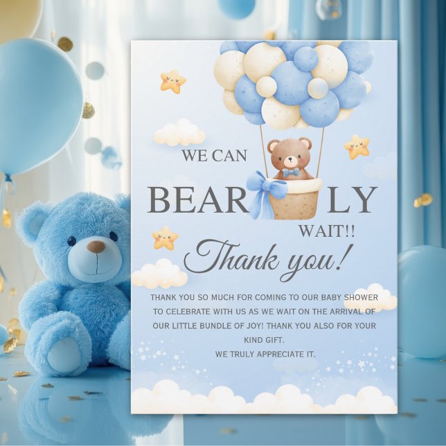 Bear Baby Shower Thank You Card | Boy Shower (Creator Uploaded)