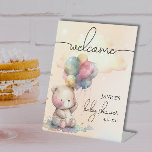Bear Baby Shower Welcome Pedestal Sign