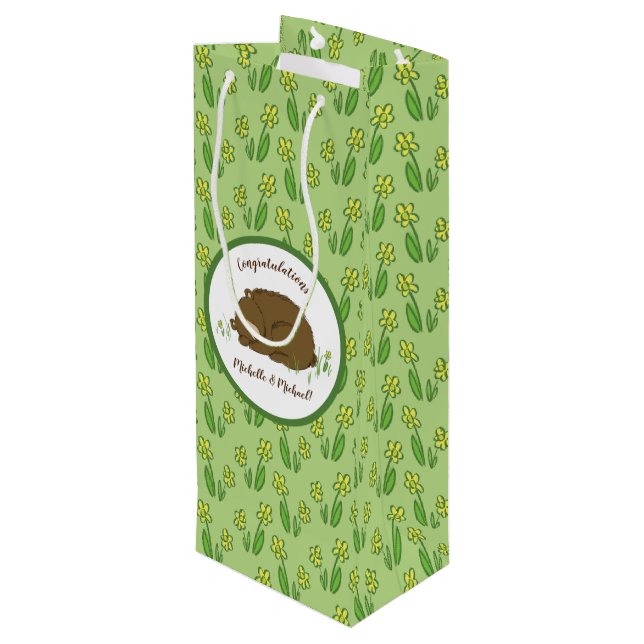 Bear Baby Shower Wine Gift Bag (Back Angled)