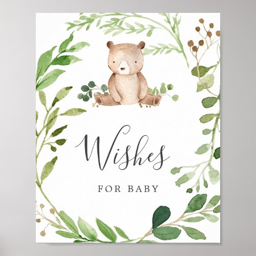 Bear Baby Shower Wishes For Baby Sign