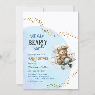 Bear Baby Shower with Diaper Raffle Tickets Invitation