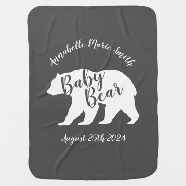 Bear Baby Shower Woodland Lodge Baby Blanket (Front)