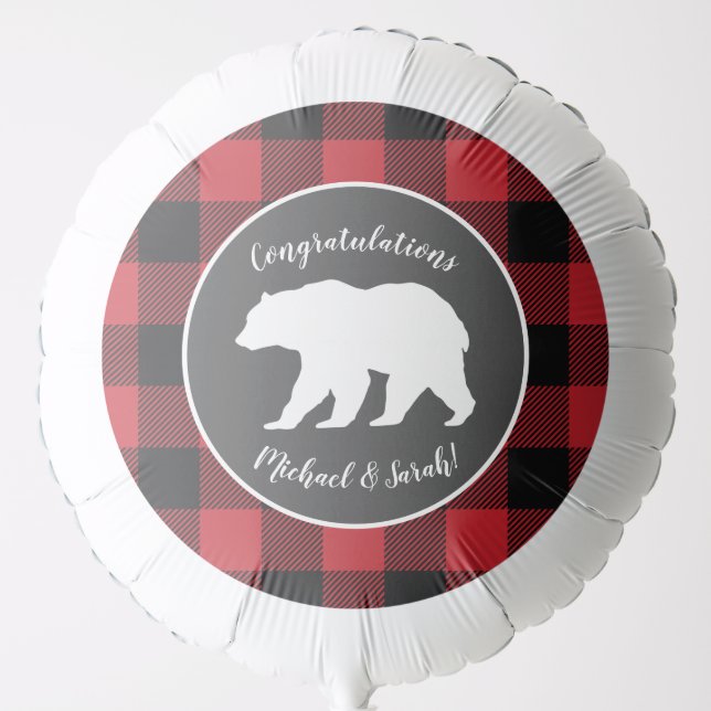 Bear Baby Shower Woodland Lodge Balloon (Front)