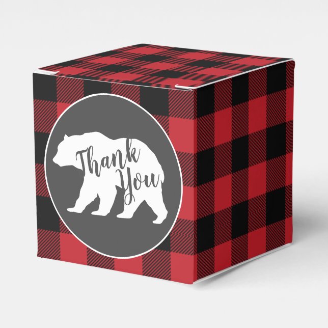 Bear Baby Shower Woodland Lodge Favor Boxes (Front Side)