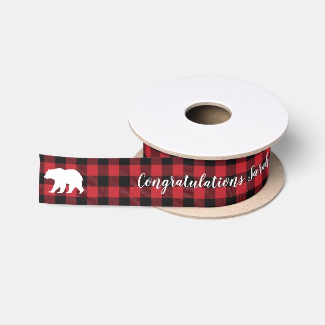 Bear Baby Shower Woodland Lodge Satin Ribbon (Spool)