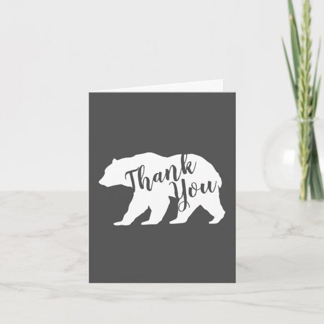Bear Baby Shower Woodland Lodge Thank You Card (Front)