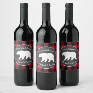 Bear Baby Shower Woodland Lodge Wine Label