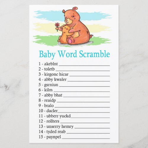 Bear Baby word scramble game