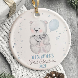 Bear Baby's First Christmas Ornament woodland