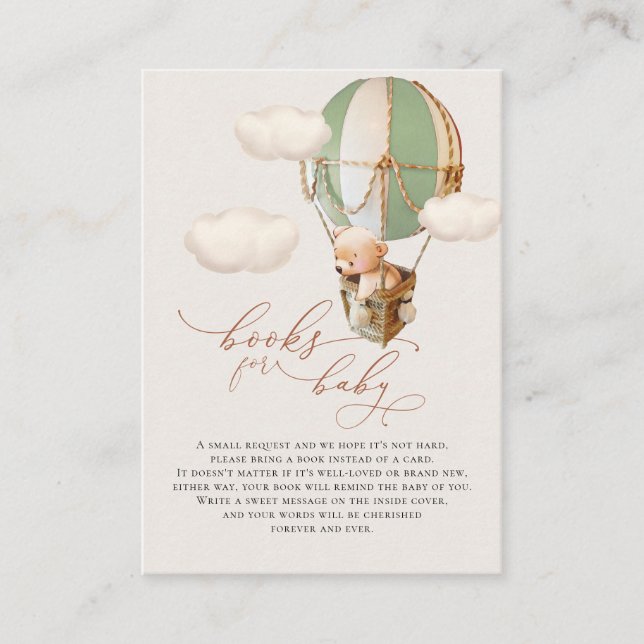 Bear Balloon Baby Books Enclosure Card (Front)