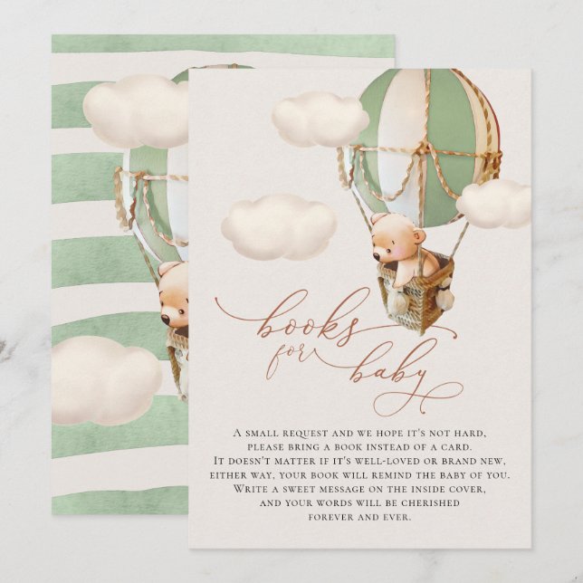 Bear Balloon Baby Books Enclosure Card (Front/Back)