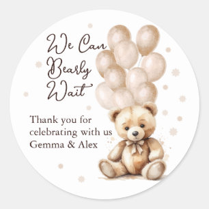 Bear Balloon Baby Shower Classic Round Sticker