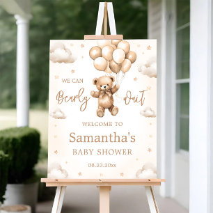 Bear Balloon Baby Shower Welcome Sign