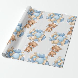 Bear Balloon Boy Cute Wrapping Paper