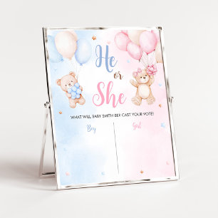Bear Balloon Gender Reveal Sign