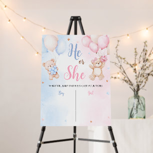Bear Balloon Gender Reveal Sign
