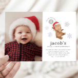Bear Balloon Santa Hat First Birthday Photo Invitation<br><div class="desc">A sweet bear wearing a Santa hat and holding a grey balloon with a little '1' in it, perfect for your Winter Bear themed First Birthday Party! You can change the number 1 in the balloon to any number, and edit all of the other text, or remove the number if...</div>