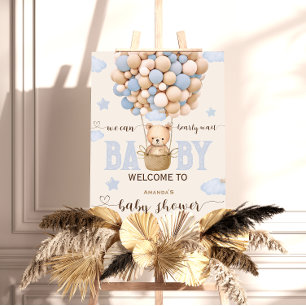 Bear Balloons Baby Boy Shower Welcome Sign