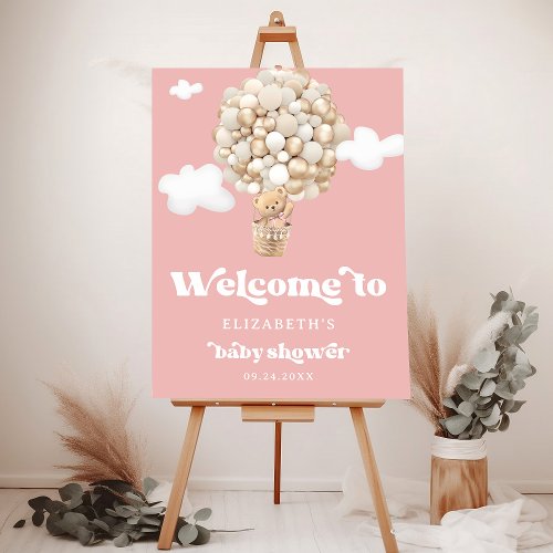 Bear Balloons Baby Girl Baby Shower Welcome  Foam Board