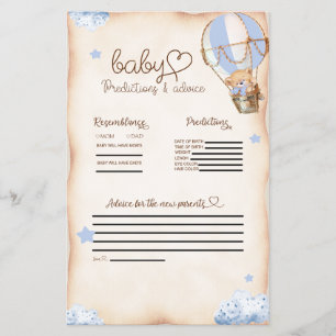 Bear Balloons Baby Predictions & Advice Game Flyer