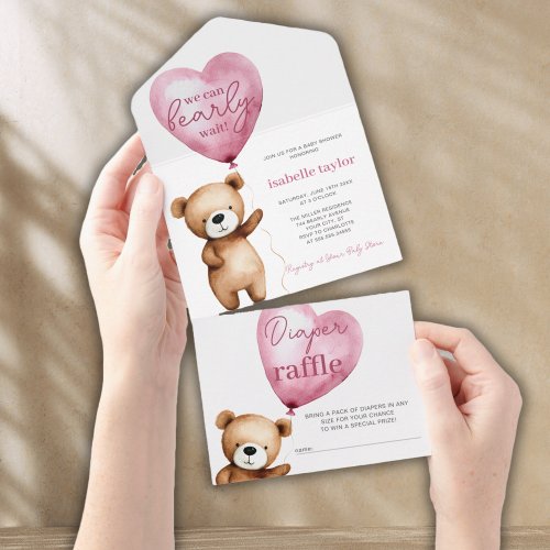 Bear Balloons Baby Shower All In One Invitation