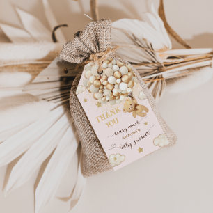 Bear Balloons Baby Shower Blush Pink Thank You Gift Tags