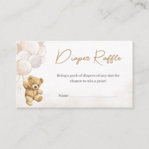 Bear Balloons Baby Shower Diaper Raffle Enclosure Card