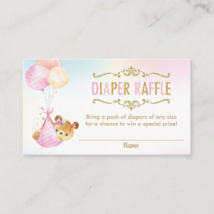 Bear Balloons Baby Shower Diaper Raffle Ticket Enclosure Card