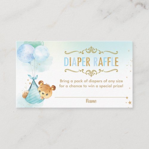 Bear Balloons Baby Shower Diaper Raffle Ticket Enclosure Card