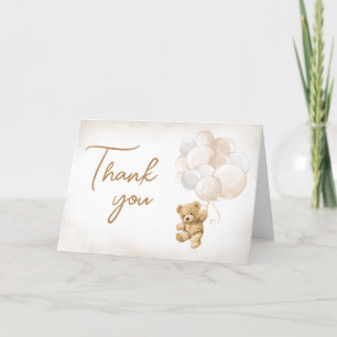 Bear Balloons Baby Shower Letterpress Thank You Card