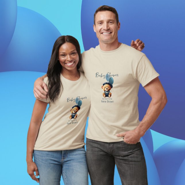 Bear Balloons Baby Shower Personalized T-Shirt (Create special themed t-shirts for your baby shower. Use the template to personalize.)