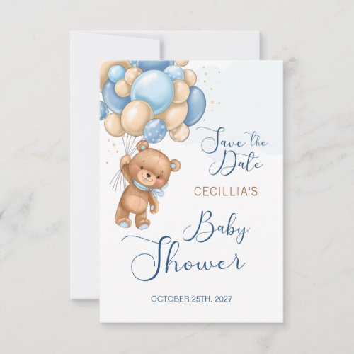 Bear Balloons Baby Shower Save the Date