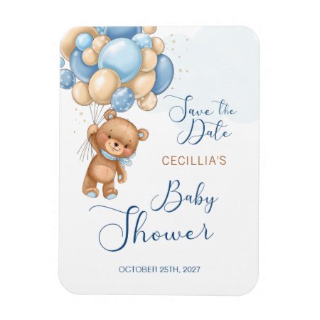 Bear Balloons Baby Shower Save The Date Magnet
