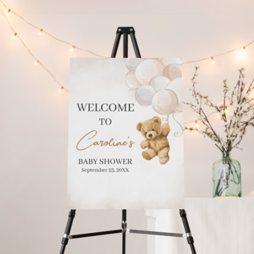 Bear Balloons Baby Shower Welcome Sign