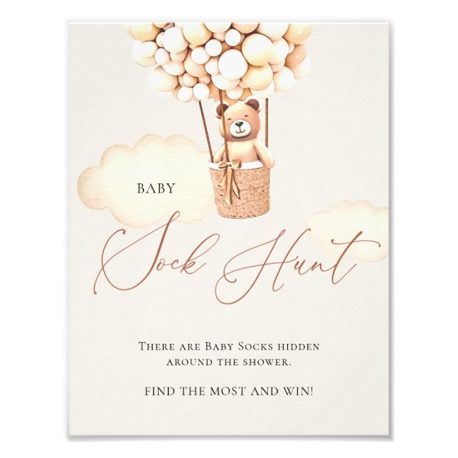 Bear Balloons Baby Sock Hunt - Sign (Front)