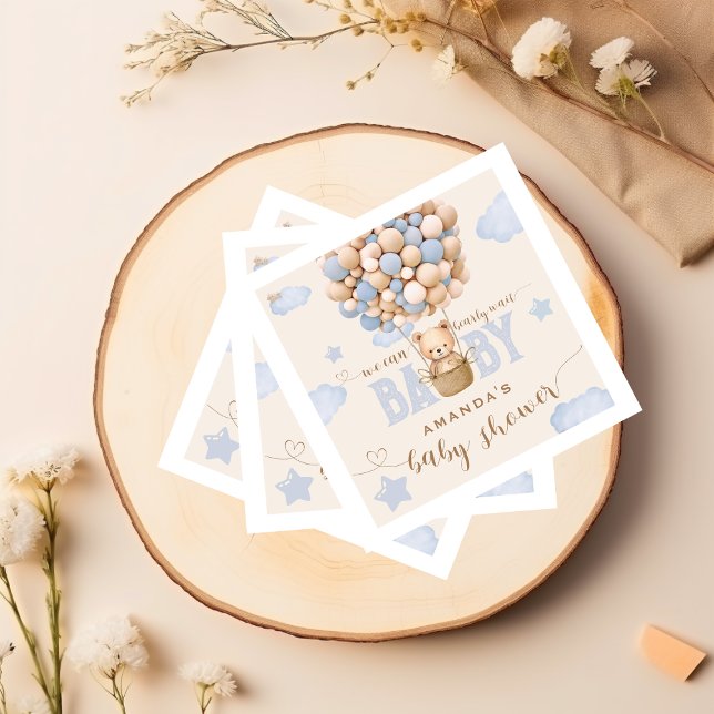Bear Balloons Bearly Wait Baby Boy Shower  Napkins (Creator Uploaded)