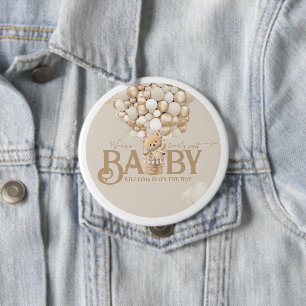 Bear Balloons Bearly Wait Baby Shower Button