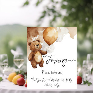 Bear Balloons Bearly Wait Baby Shower Favors Poster
