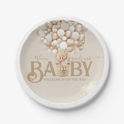 Bear Balloons Bearly Wait Baby Shower Paper Plates