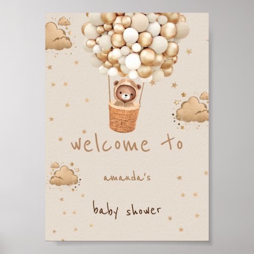 Bear balloons bearly wait baby shower welcome sign
