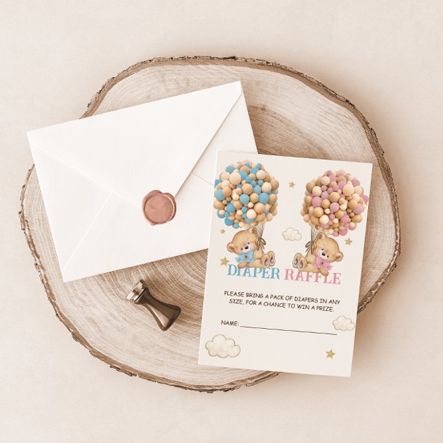 Bear Balloons Bearly Wait Diaper Raffle  Enclosure Card (Creator Uploaded)
