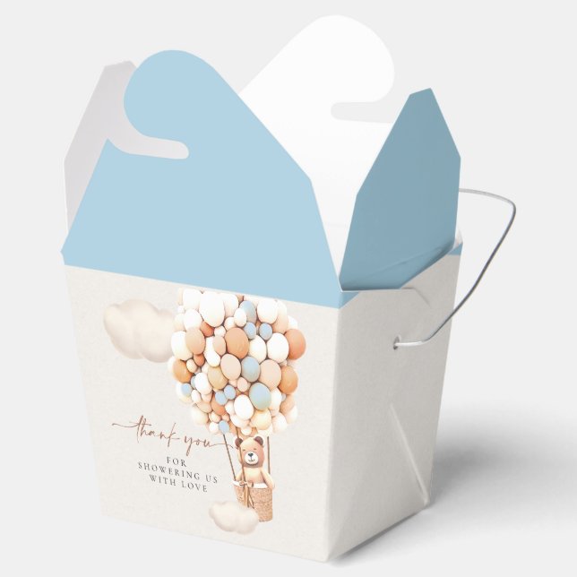 Bear Balloons Blue Brown Cream Favor Box (Opened)