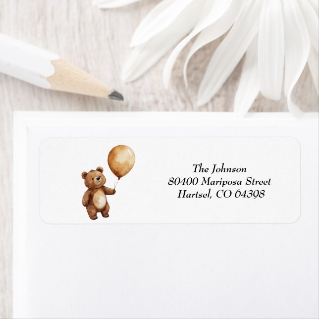 Bear Balloons Clouds Wait Baby Shower Bearly Label (Insitu)
