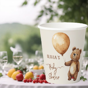 Bear Balloons Clouds Wait Baby Shower Bearly Paper Cups