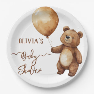 Bear Balloons Clouds Wait Baby Shower Bearly Paper Plates