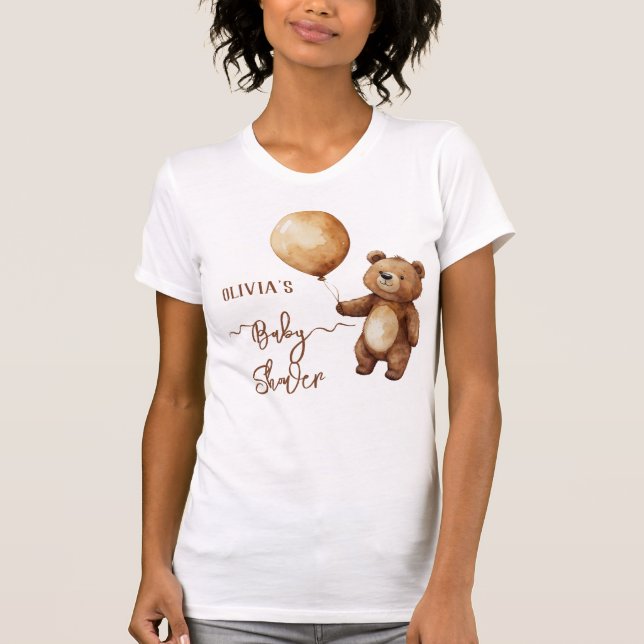 Bear Balloons Clouds Wait Baby Shower Bearly T-Shirt (Front)