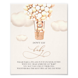 Bear Balloons - Don't say BABY - Sign