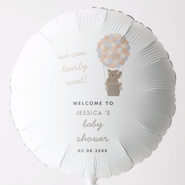 Bear Balloons Gender Neutral Baby Shower Welcome (Front)